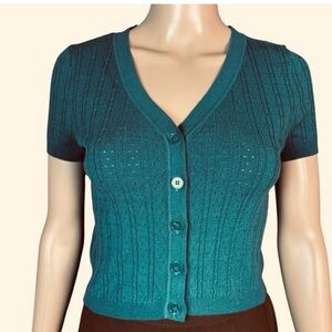 Free People Teal Button-Up Cardigan, size XS, NWT